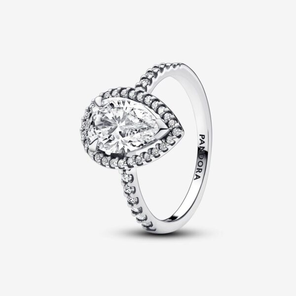 Anillo de Corona con Brillo en Forma de Pera