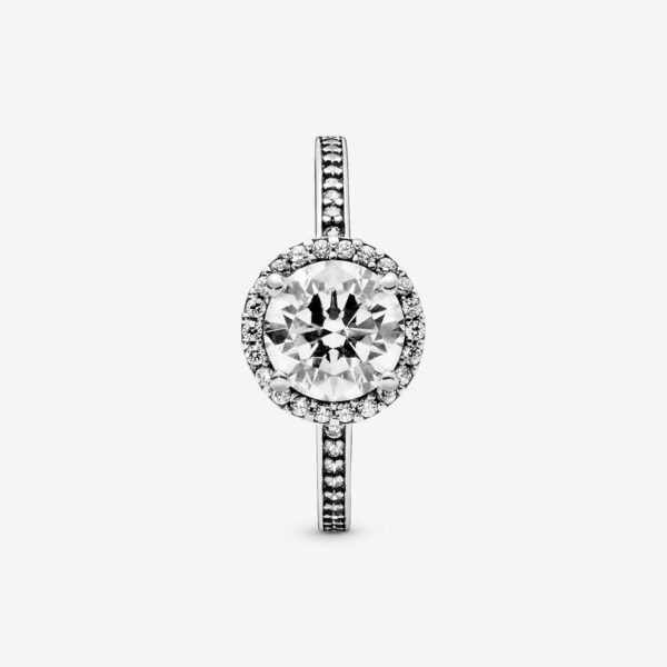 Anillo de Halo con Circonita Redonda