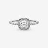 Anillo de Halo con Circonita Cuadrada