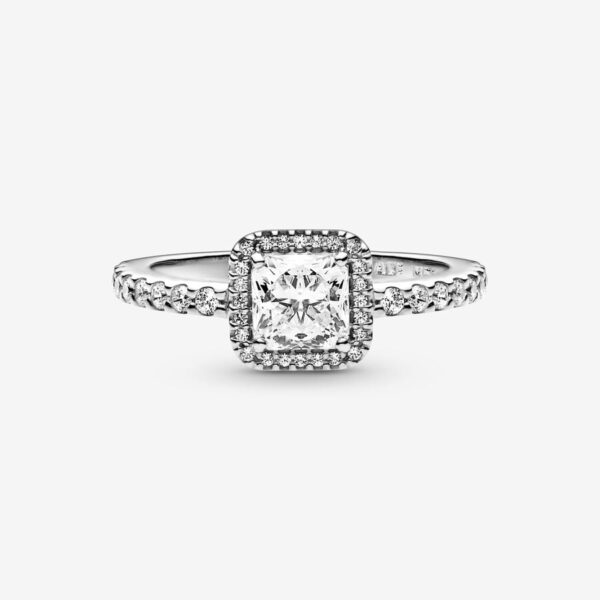 Anillo de Halo con Circonita Cuadrada