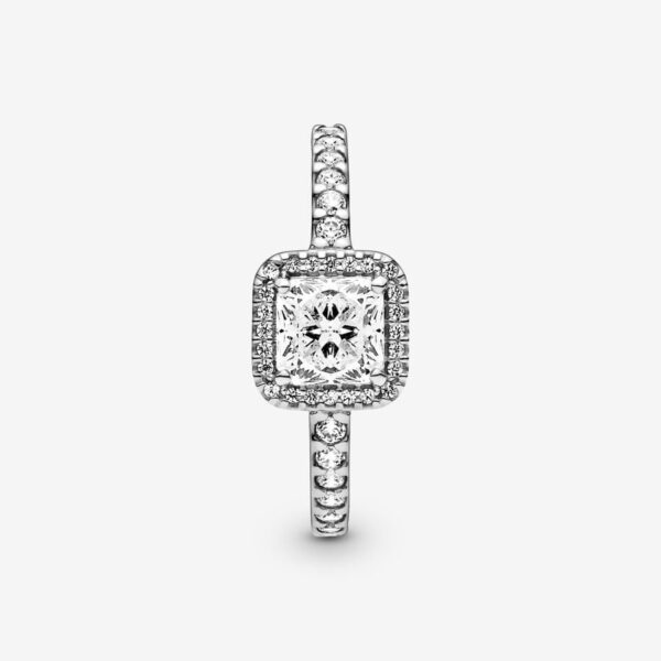 Anillo de Halo con Circonita Cuadrada