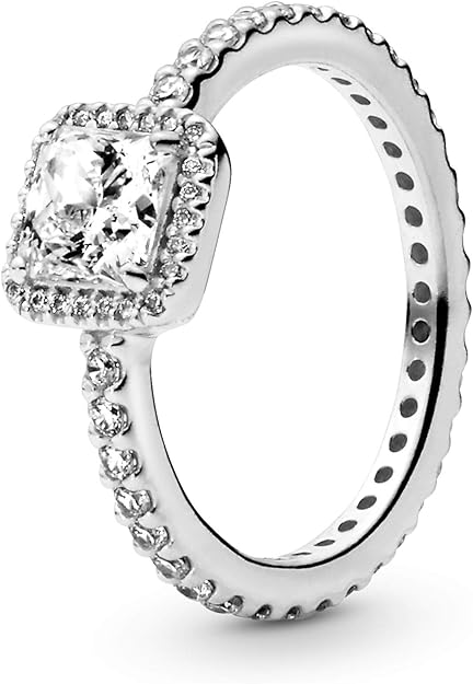 Anillo de Halo con Circonita Cuadrada